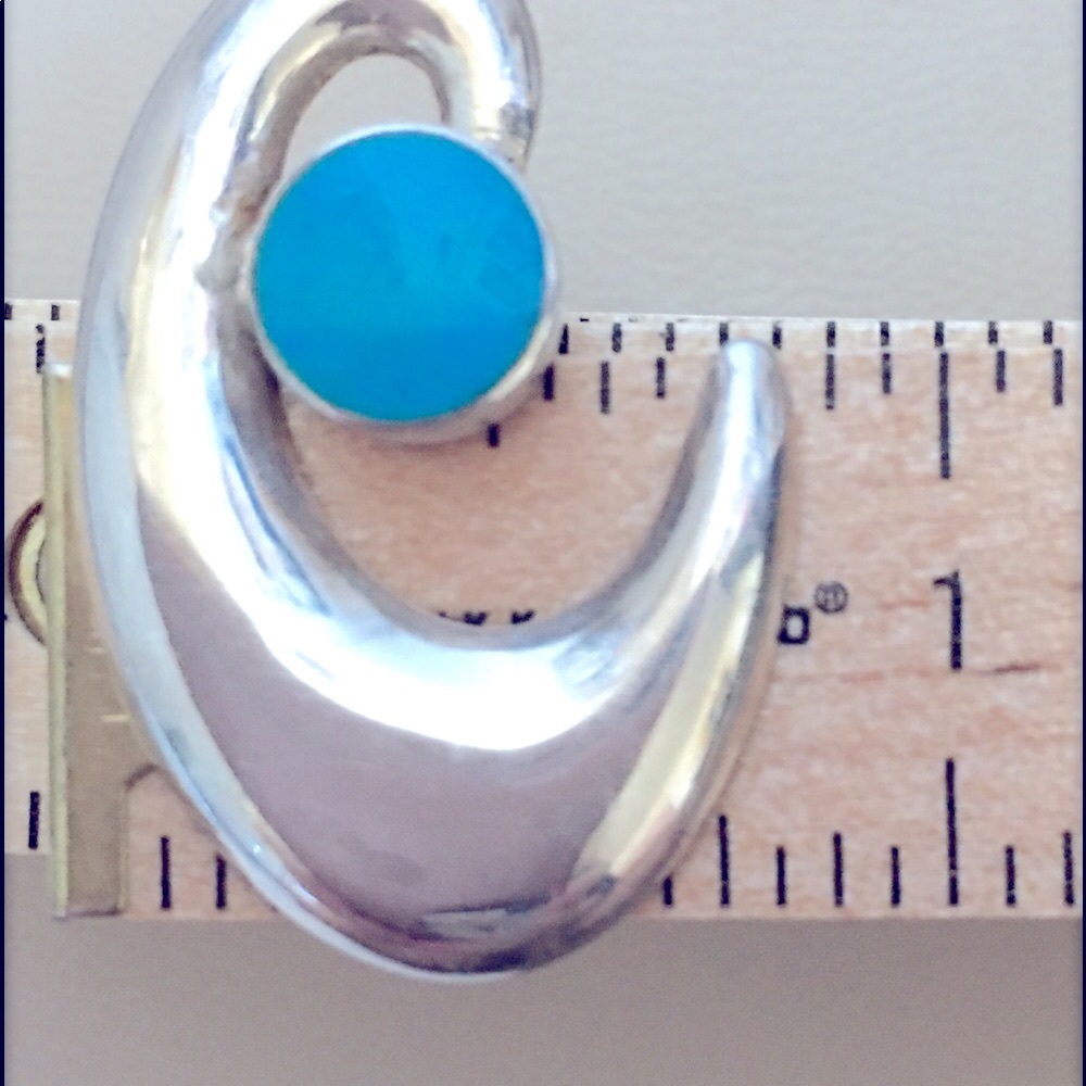 Turquoise and Sterling Earrings - Picture 2 of 5